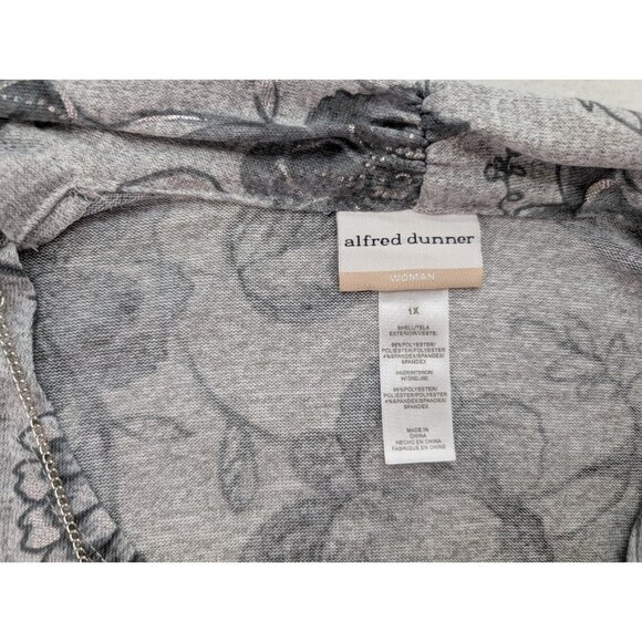 Alfred Dunner Women's Sweater Size 1X Gray Floral Print 2-For Cardigan - Picture 8 of 16